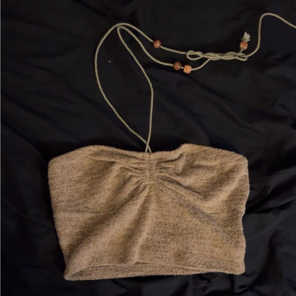 brown knit halter top